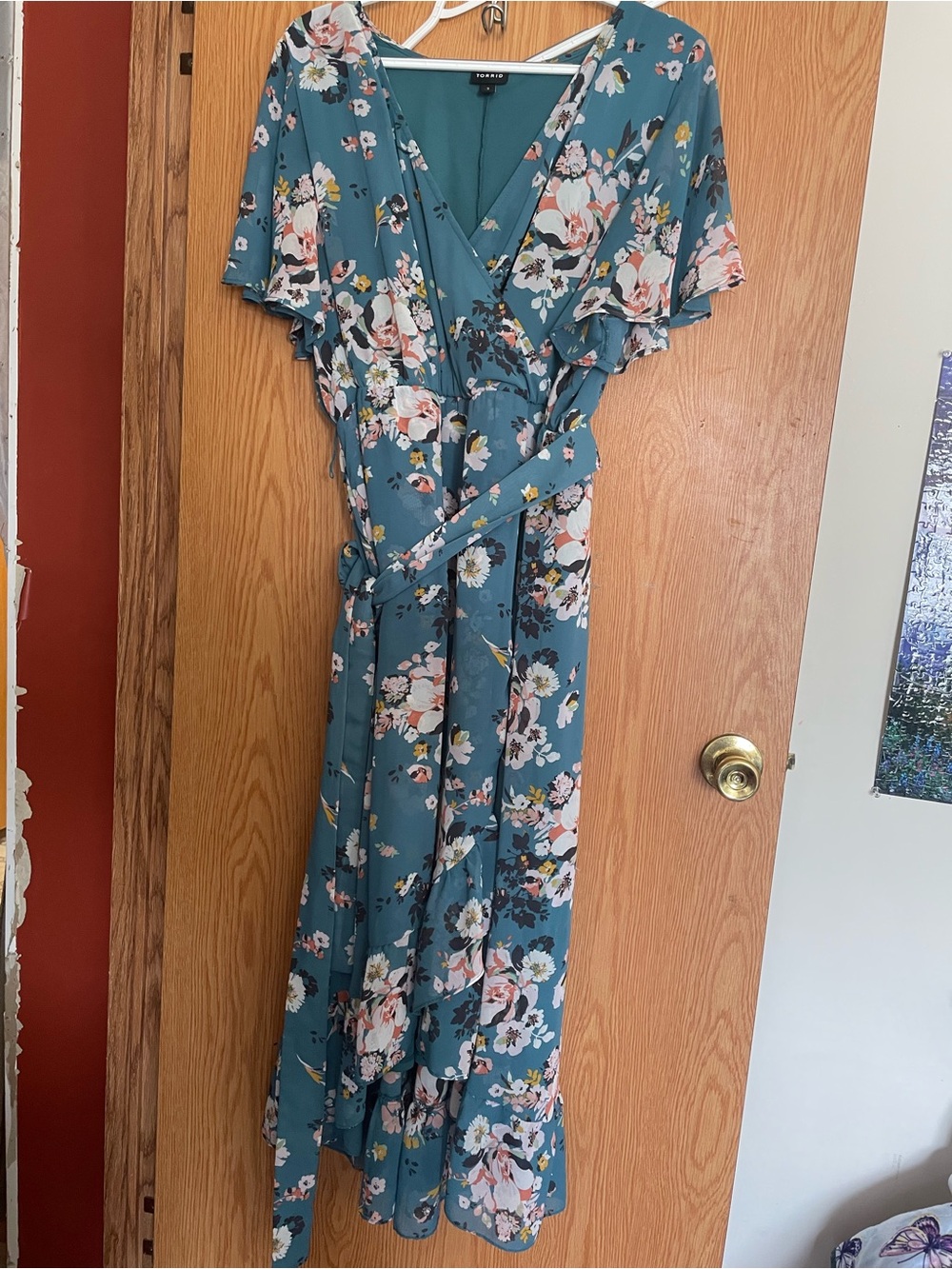 torrid Teal Floral Maxi Wrap Dress